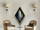 Cute Lil Ghost Holding A Candle, Canvas Textured Print, Diamond Shaped Art, Halloween Decoration, Victorian Ghost Painting Print