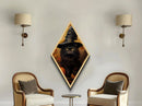 The Witch Cat With Her Jack O Lanterns, Canvas Textured Print, Dark Academia Halloween Art, Victorian Cat Oil Painting, Goth Halloween Decor