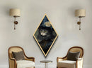 Victorian Cat Portrait Canvas Art Print, Diamond Shaped Wall Art, Spooky Decor, Dark Academia Cat Painting