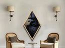 Baroque Raven in Charcoal Black Brocade Diamond Shaped Art Canvas Embossed Print Halloween Gothic Decor Dark Academia Style