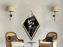 Side Profile Skull in Silver Trim Diamond Shaped Art Canvas Art Print Baroque Vampire Gothic Halloween Aesthetic Artwork