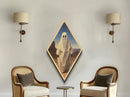Ghost Walking the Desert Trail Diamond Shaped Art Canvas Embossed Print Halloween Paranormal Southwest Surreal Vintage Style