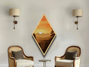 Haunted Hotel in Forest Sunset Diamond Shaped Art Canvas Art Print Dark Academia Autumn Halloween Landscape Mysterious Lodge