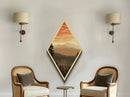 Spooky Lodge Among Pines at Dusk Diamond Shaped Art Canvas Embossed Print Halloween Mountain Gothic Forest Aesthetic Decor