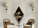 Gothic Victorian Library Oil Painting Print, Diamond Shaped Halloween Decor, Spooky Season Dark Academia Halloween Art