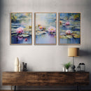 Lake Wall Art, Water Lily Art, Lotus Wall Print, Canvas Print, Wall Art, 3 Piece Wall Art, Home Wall Decor, Country Home Decor, Ranch Decor