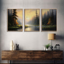 Forest Wall Art, Trees Art Print, Sunset Art, Forest Wall Art, Canvas Print, Wall Art, 3 Piece Wall Art, Dorm Room Art, Ranch House Decor