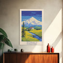 Denali National Park Alaska Travel Art, National Park Print, Minimalist Travel Art, Midcentury Modern Style Landscape Painting