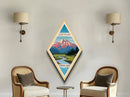Lassen Volcanic National Park Diamond Shaped Travel Poster Canvas Art Print, Canvas Wall Art, Travel Gift, California Travel Art