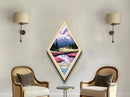 Mount Rainier National Park Diamond Shaped Travel Poster Canvas Art Print, Canvas Wall Art, Travel Gift, Washington Travel Art