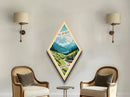 Glacier National Park Diamond Shaped Travel Poster Canvas Art Print, Canvas Wall Art, Travel Gift, Montana Travel Art