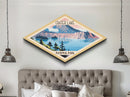 Crater Lake National Park Diamond Shaped Adventure Poster Art Wall Art Art Print, Canvas Wall Art, Travel Gift, Oregon Travel Art
