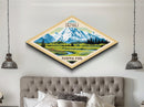 Denali National Park Diamond Shaped Travel Poster Art Canvas Art Print, Canvas Wall Art, Travel Gift, Alaska Travel Art