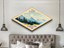 Retro Glacier National Park Travel Poster Art Canvas Texture Print, Travel Decor Art, Midcentury Modern Decor Montana Travel Art