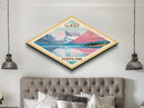 Glacier National Park Diamond Shaped Travel Poster Art Canvas Art Print, Canvas Wall Art, Travel Gift, Montana Travel Art