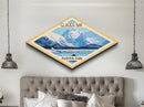 Retro Glacier Bay National Park Travel Poster Art Canvas Texture Print, Travel Decor Art, Midcentury Modern Decor Alaska Travel Art