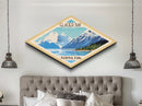 Glacier Bay National Park Travel Poster Art Canvas Texture Print, Travel Decor Art, Midcentury Modern Retro Decor Alaska Travel Art