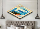 Retro Glacier Bay National Park Travel Poster Artwork Wall Art Texture Print, Travel Decor Art, Midcentury Modern Decor Alaska Travel Art