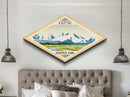 Katmai National Park Diamond Shaped Travel Poster Art Canvas Art Print, Canvas Wall Art, Travel Gift, Alaska Travel Art