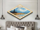 North Cascades National Park Diamond Shaped Travel Poster Art Canvas Art Print, Canvas Wall Art, Travel Gift, Washington Travel Art
