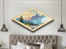 Retro North Cascades National Park Adventure Print Art Canvas Texture Print, Travel Decor Art, Midcentury Modern Decor Washington Travel Art