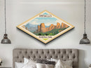 Pinnacles National Park Travel Poster Art Canvas Texture Print, Travel Decor Art, Midcentury Modern Retro Decor California Travel Art