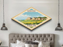 Theodore Roosevelt National Park Diamond Shaped Travel Poster Art Canvas Art Print, Canvas Wall Art, Travel Gift, North Dakota Travel Art
