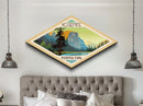 Yosemite National Park Diamond Shaped Travel Poster Art Canvas Art Print, Canvas Wall Art, Travel Gift, California Travel Art