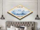 Glacier Bay National Park Diamond Shaped Travel Poster Canvas Art Print, Canvas Wall Art, Travel Gift, Alaska Landscape
