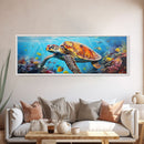 Sea Turtle Framed Canvas Print, Beautiful Sea Turtle Wall Art, Sea Turtle Print, Nursery Decor, Nursery Wall Art