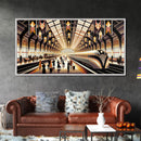 Art Deco Train Station - Retro Decor - Framed Canvas Print - Subway Art - Art Deco Pattern - Unique Retro Wall Art - Gift For Him