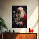 Santa Claus And His Cavalier King Charles, Christmas Wall Art, Dog Gift, Christmas Dog, Winter Wall Art, Santa Decor, Santa Art Print