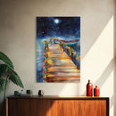 Lakeside Dock Decorated For Christmas, Nautical Christmas Wall Art Canvas Print, Farmhouse Christmas, Lake House Christmas Art
