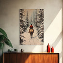Cowboy on Horseback in Golden Autumn Trees Framed Canvas Print Rustic Christmas Wall Art Fall Decor Country Christmas Gift Seasonal Wall Art