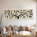 Wabi Sabi Inspired Botanical Print, Panoramic Canvas Art, Boho Style Textile Wall Art Print, Above Bed Or Sofa, Guest Room Decor
