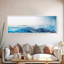 Splash of Waves In The Ocean, Framed Canvas Print, Nautical Seascapes Wall Art