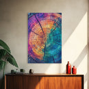 Cross Section Of Tree Rings, Rainbow Eucalyptus Print, Wood Framed Canvas Art, Colorful Abstract Modern Art, Boho Chic Cabin Decor, Eclectic Art