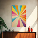 Raspberry Pink, Mikado Yellow, Cerulean and Orange Peel Wall Art, Boho Mid Century Modern Home Decor, Minimalist Canvas Print