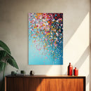 Beautiful Wild Flower Wall Art with Turquoise Background, Modern Farmhouse, Boho Style living room art, Minimalist Floral Print