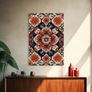 Floral Pattern Wall Art, Mexican Tile Pattern Framed Canvas Print, Chicano Art, Textile Inspired Wall Art, Southwestern Pueblo Style Art