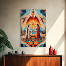 Art Deco Abstract Nativity Painting Print, Canvas Art, Rustic Christmas Wall Art, Christmas Decor, Christmas Painting, Xmas Decor