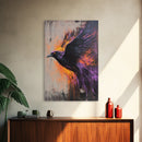 Purple Phoenix Painting Print, Framed Canvas Art, Grunge Decor, Punk Art, Wood Frame Canvas, Home Decor, Office Art
