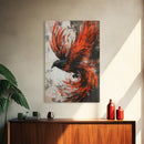 Canvas Print Of a Phoenix Painting, Wood Framed Art, Grunge Decor, Loft Art, Phoenix With Flaming Wings Wall Art