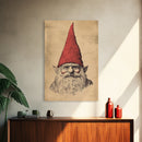 Sketch of a Gnome Canvas Print - Framed Canvas - Minimalist Christmas Art - Boho Christmas Art - Rustic Christmas Art