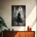 Witchy Decor Framed Canvas Print, Dark Academia, Witch Painting Print, Gothic Decor, Moody Witch Oil Painting, Halloween Art