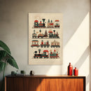 Cute Christmas Trains Canvas Print - Framed Canvas - Minimalist Christmas Art - Boho Christmas Art - Rustic Christmas Art