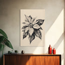 Poinsetta Canvas Print - Framed Canvas - Minimalist Christmas Art - Boho Christmas Art - Rustic Christmas Art