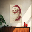 Sainta Clause Painting Canvas Print - Framed Canvas - Minimalist Christmas Art - Boho Christmas Art - Rustic Christmas Art