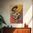Haunted Skeleton Vaquero Cowboy Framed Canvas Print, Chicano Art, Mexican Home Decor, Mexican Wall Art