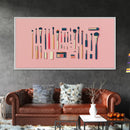 Makeup Brushes Framed Canvas Print - Makeup Wall Art - Preppy Dorm Room Decor